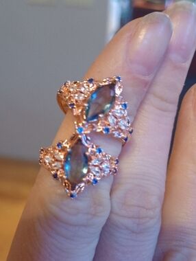 ❤️M $9 Each Or Bundle 4/$20 Rose Gold Blue Teal Marquise Center Ring Size 8